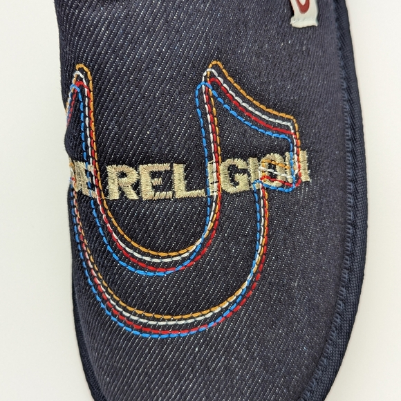 BNWT True Religion Men's (Size Medium 9-10) Denim Slide-In Slippers - Picture 4 of 15